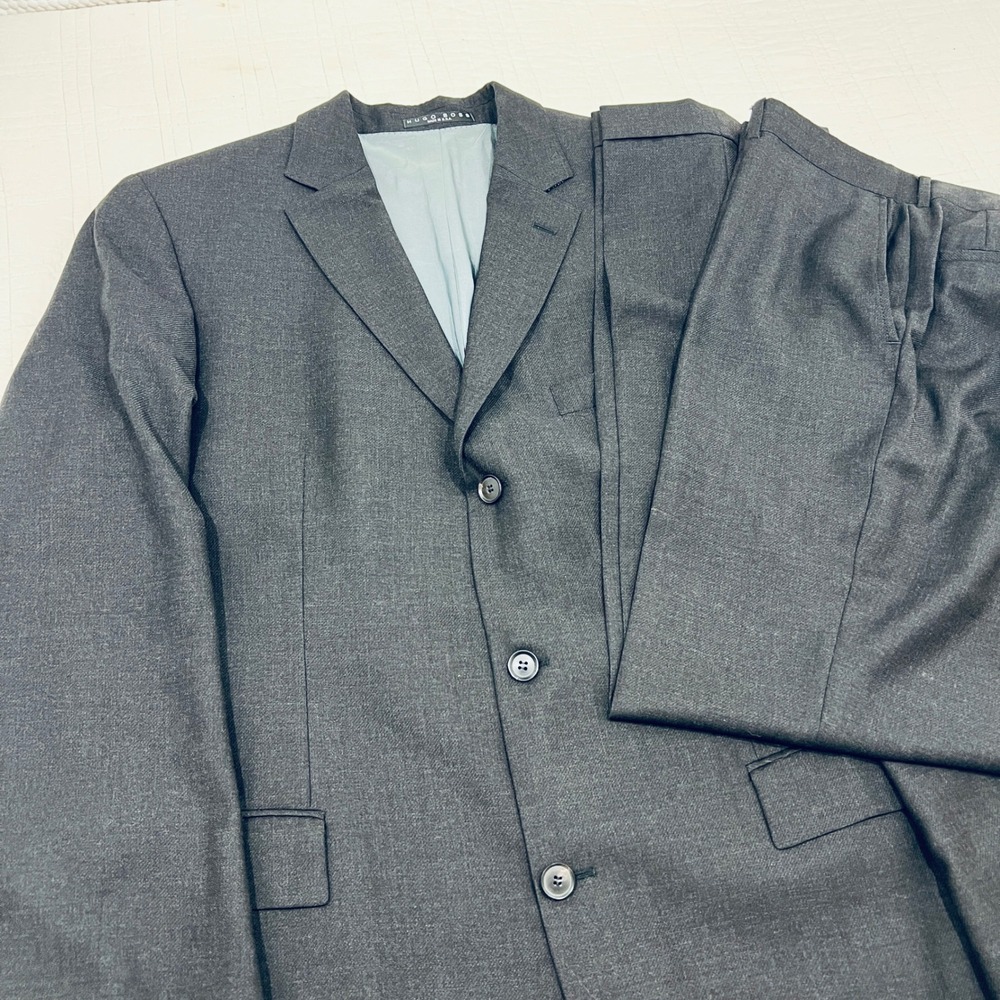 Hugo Boss Scorsese Movie Mens 3 Button 2 Piece Suit Charcoal Gray 46L 39W USA